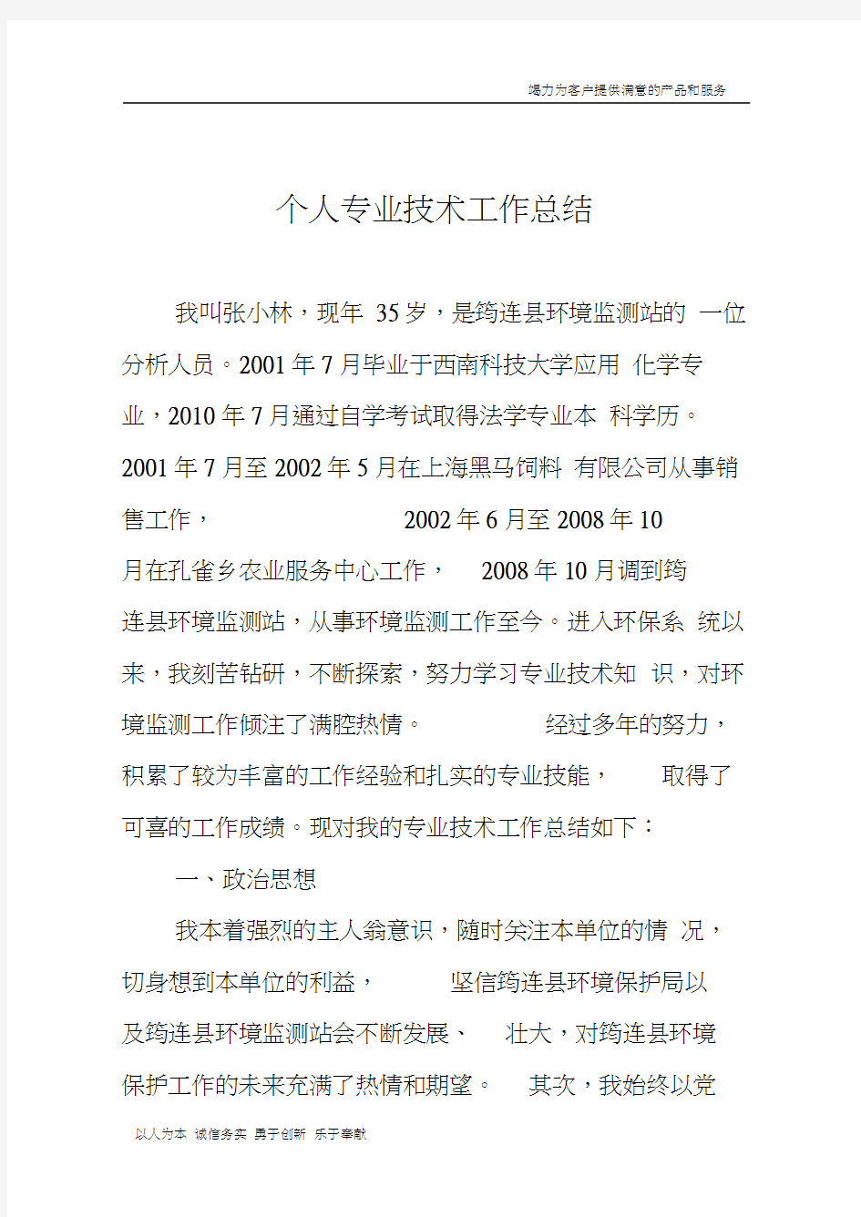 环境监测个人专业技术工作总结.docx