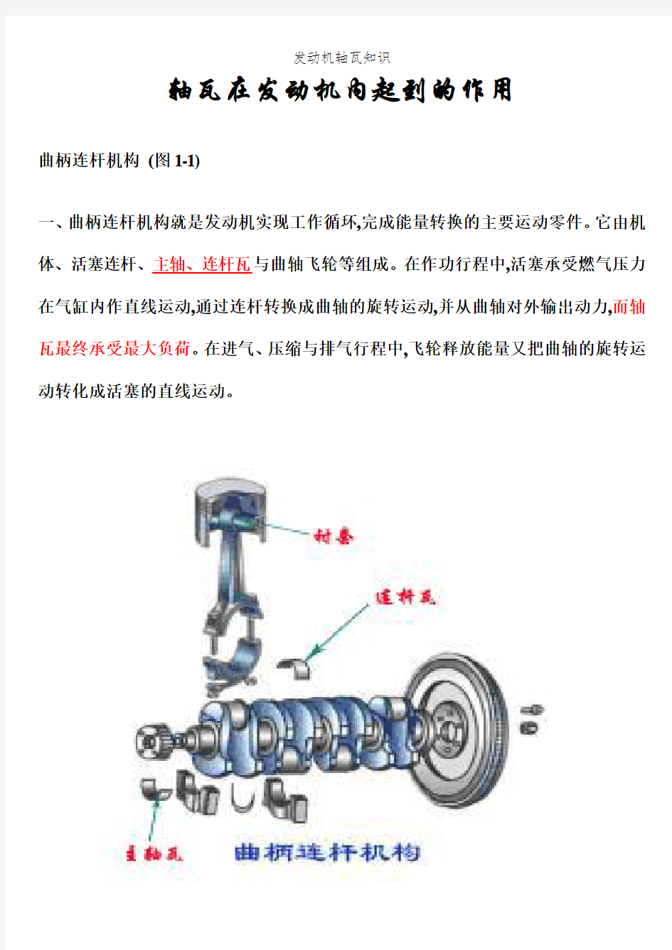 发动机轴瓦知识