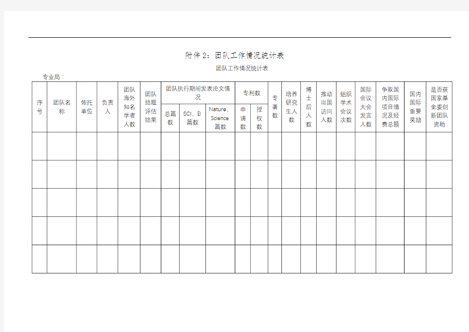 团队工作情况统计表【模板】