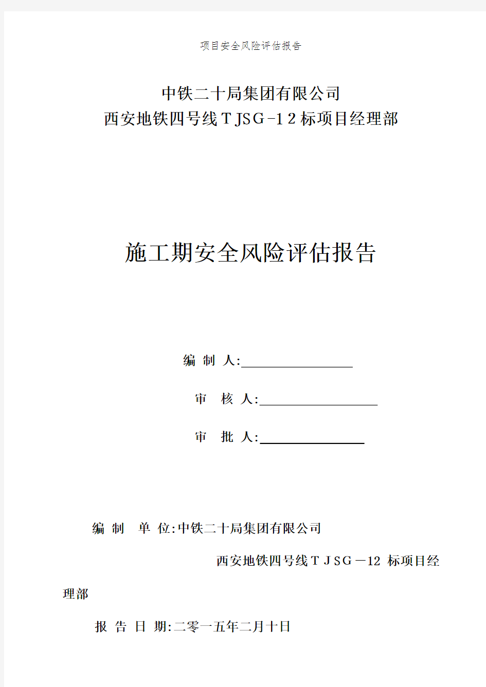 项目安全风险评估报告