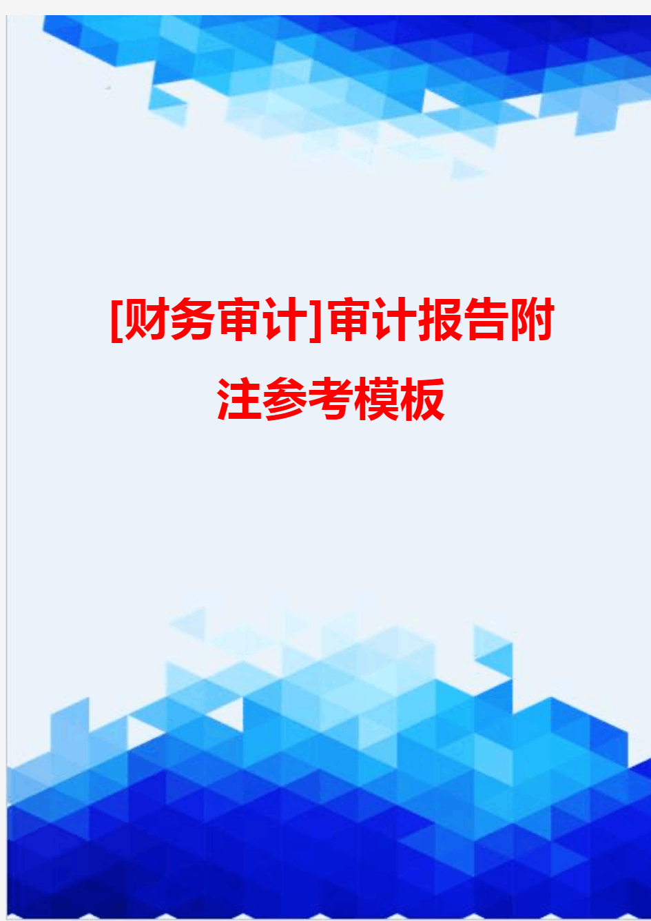 [财务审计]审计报告附注参考模板