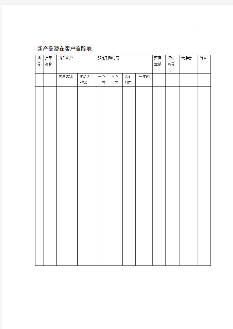 新产品潜在客户追踪表表格格式