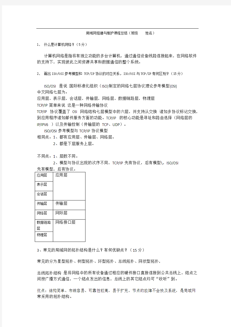 局域网组建与维护总结