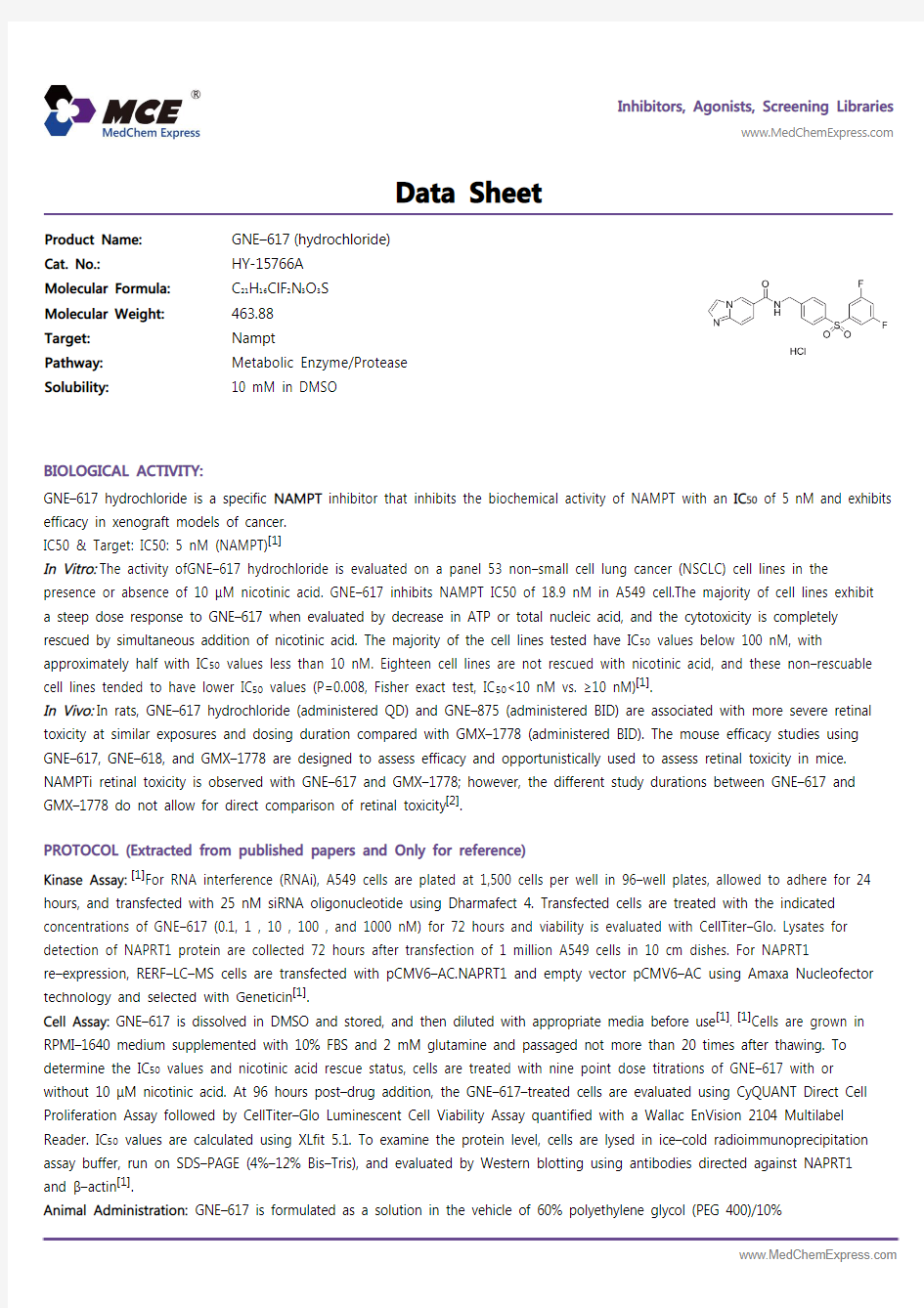 GNE-617_hydrochloride_DataSheet_MedChemExpress