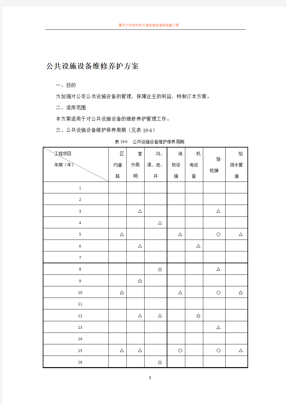 公共设施设备维修养护方案