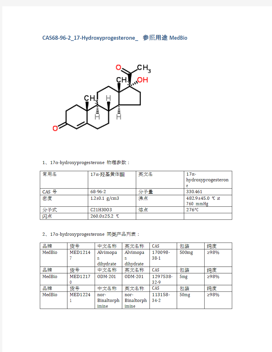 CAS68-96-2_17-Hydroxyprogesterone_参照用途MedBio