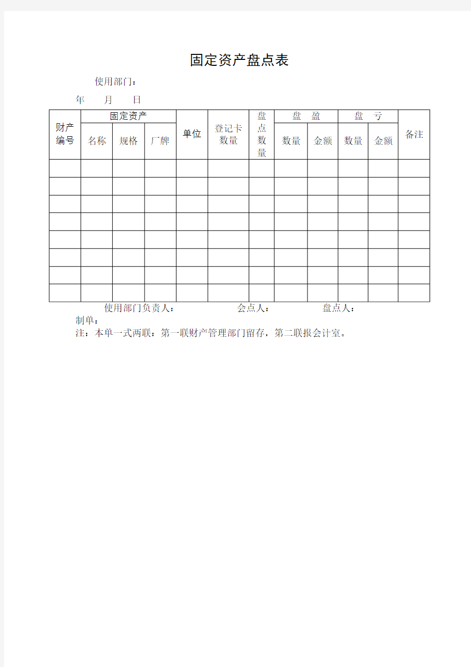 固定资产盘点表