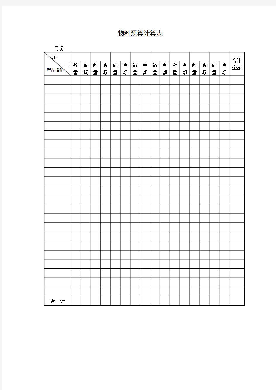 物料预算计算表.doc