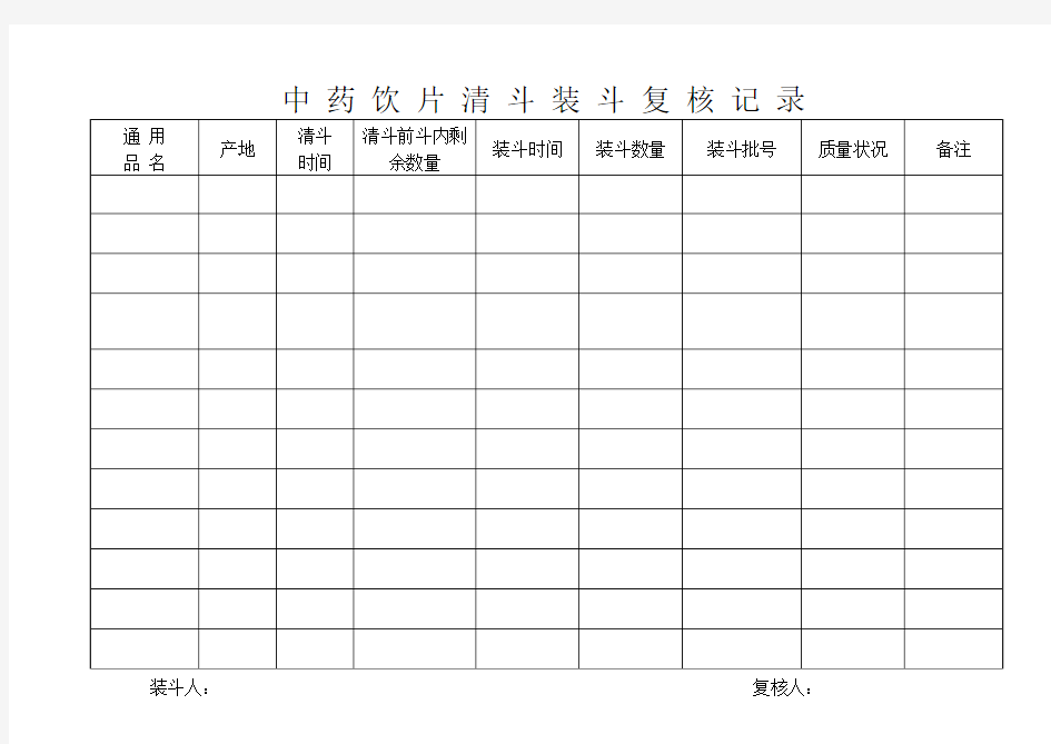 中药饮片清斗装斗复核记录