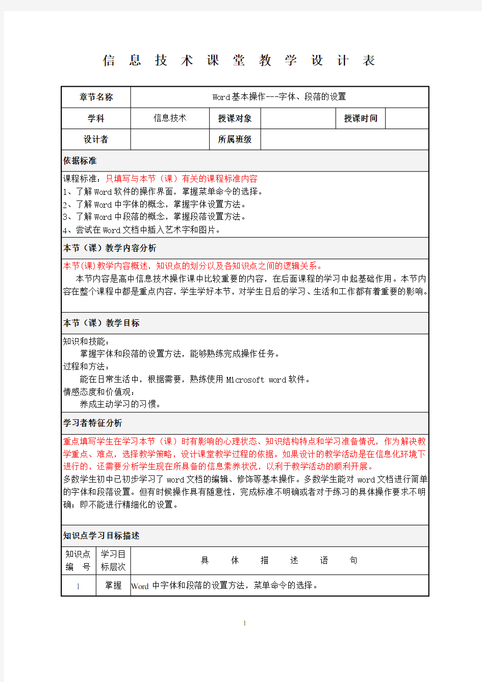 Word基本操作---字体、段落的设置