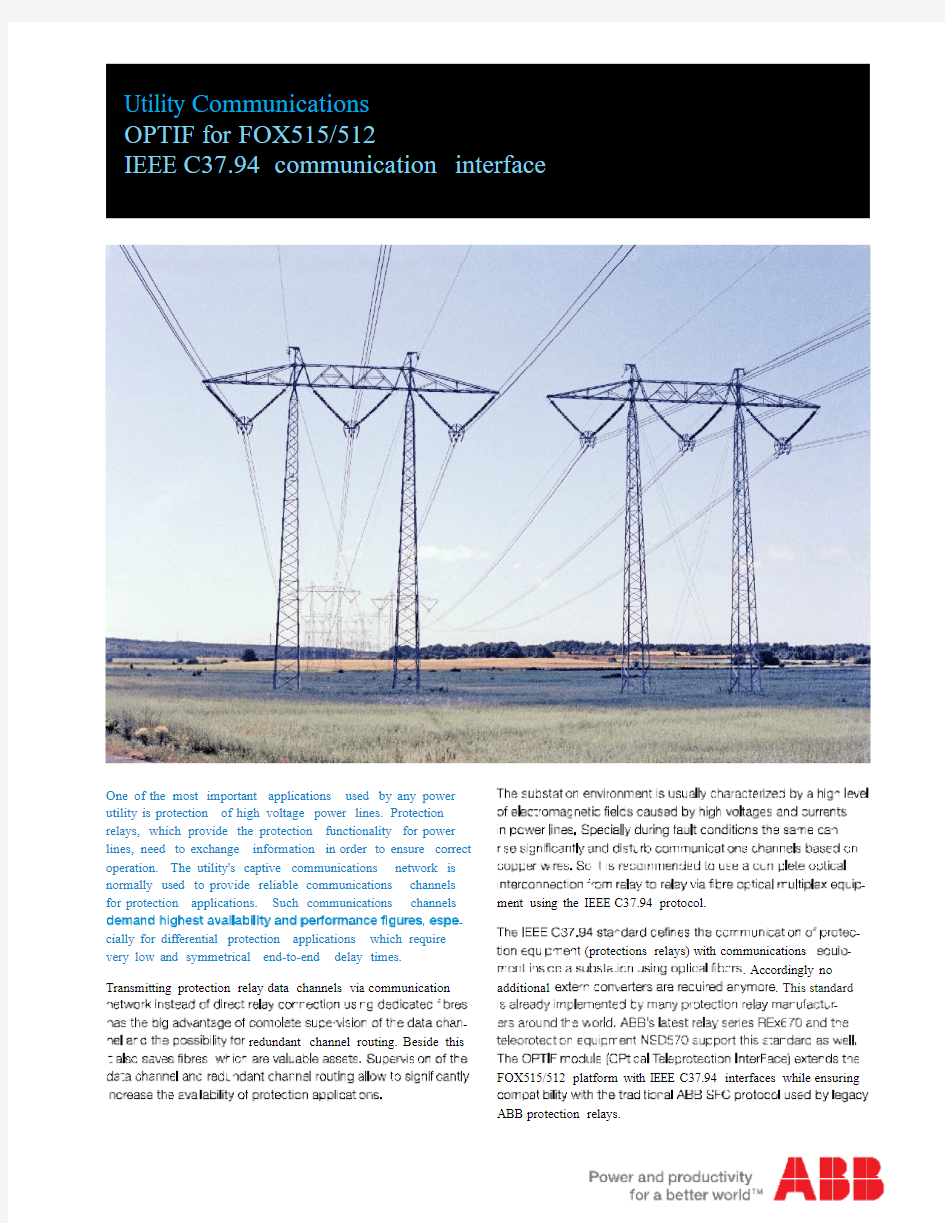 Utility Communications IEEE C37.94 Protocol