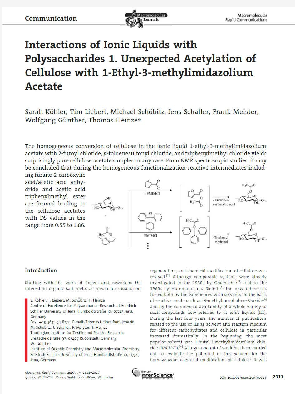 Interactions of ionic liquids with polysaccharides 1