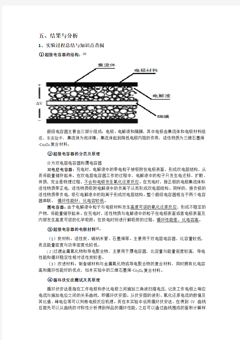 超级电容器原理介绍及实验分析