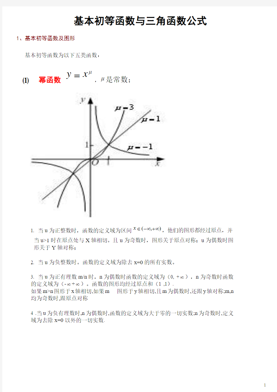 【考研数学必备】基本初等函数图像与三角函数公式