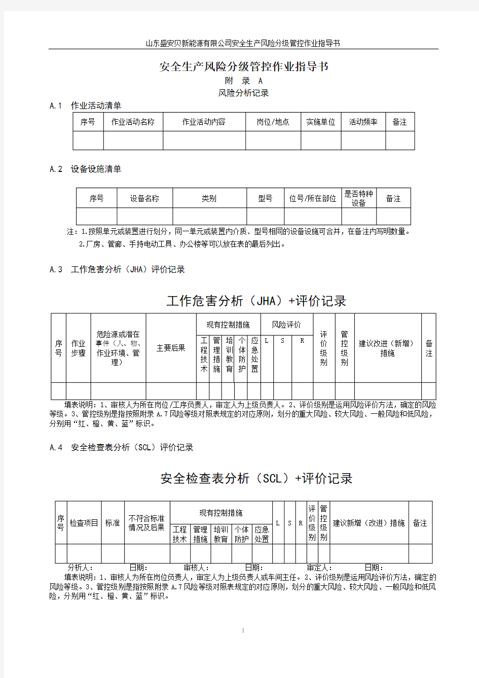 风险分级管控原始模板