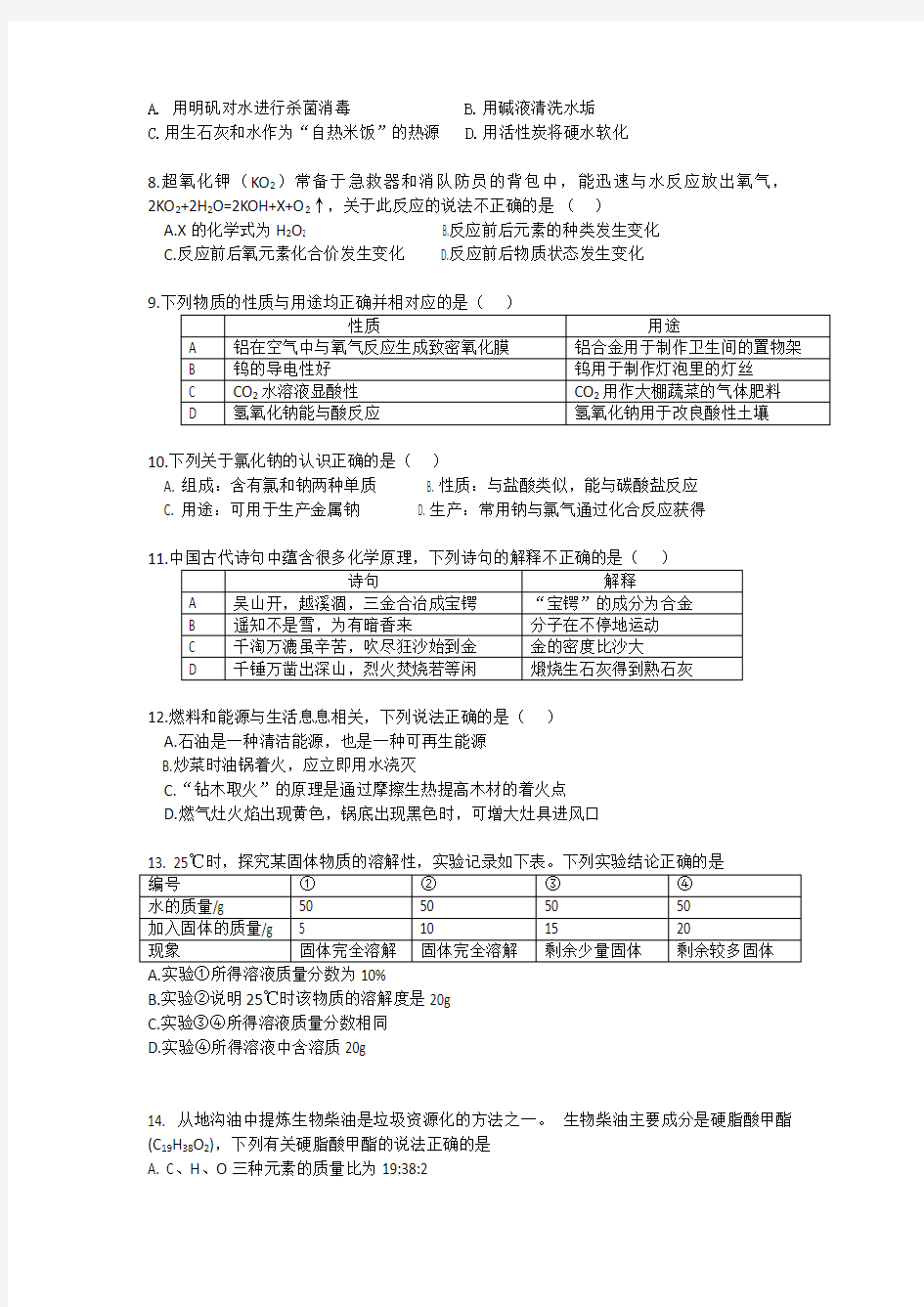 2019广州中考化学真题(无水印)