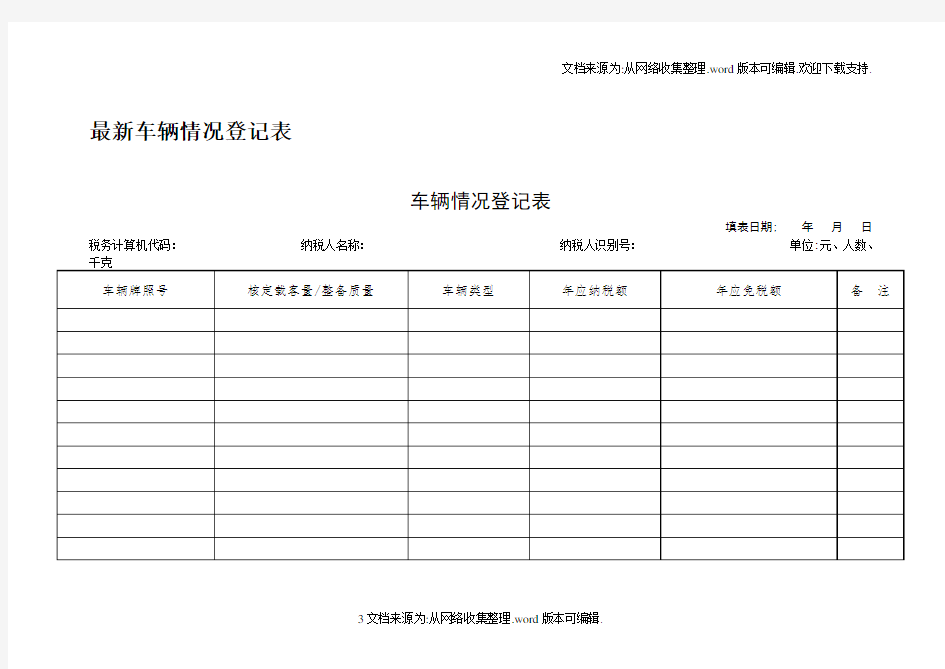 最新车辆情况登记表