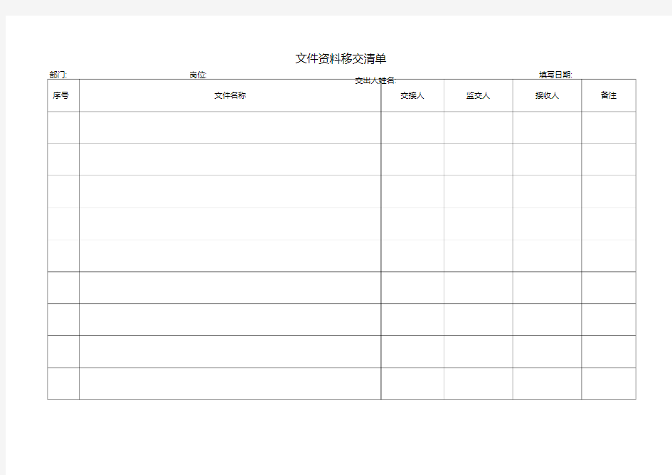 文件资料移交清单