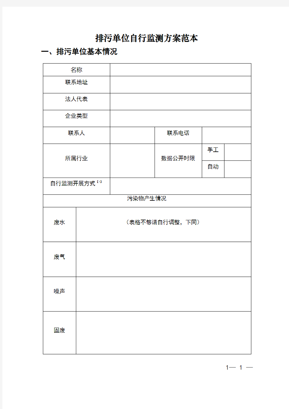 环保自行监测方案范本