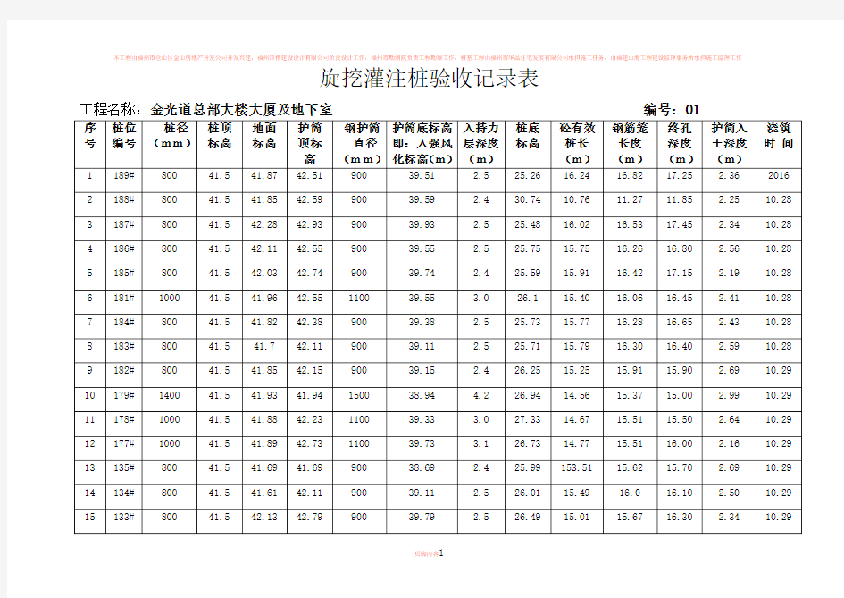 桩基施工记录 文档