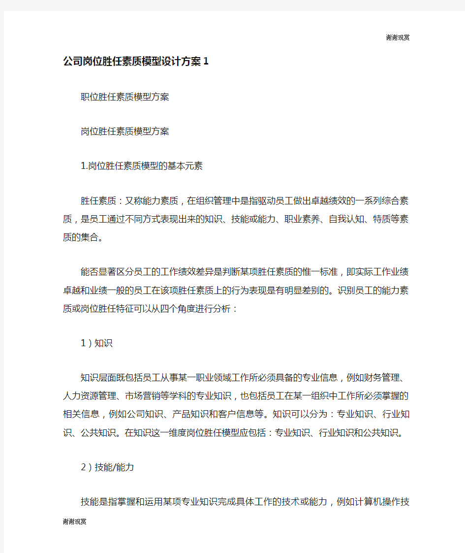 公司岗位胜任素质模型设计方案.doc