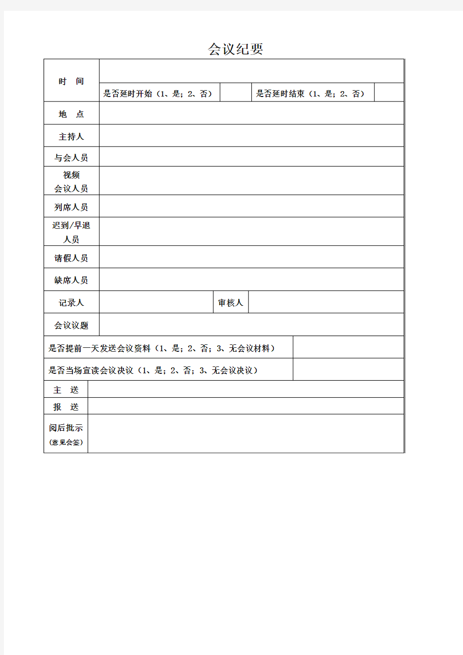 会议记录签到表模板