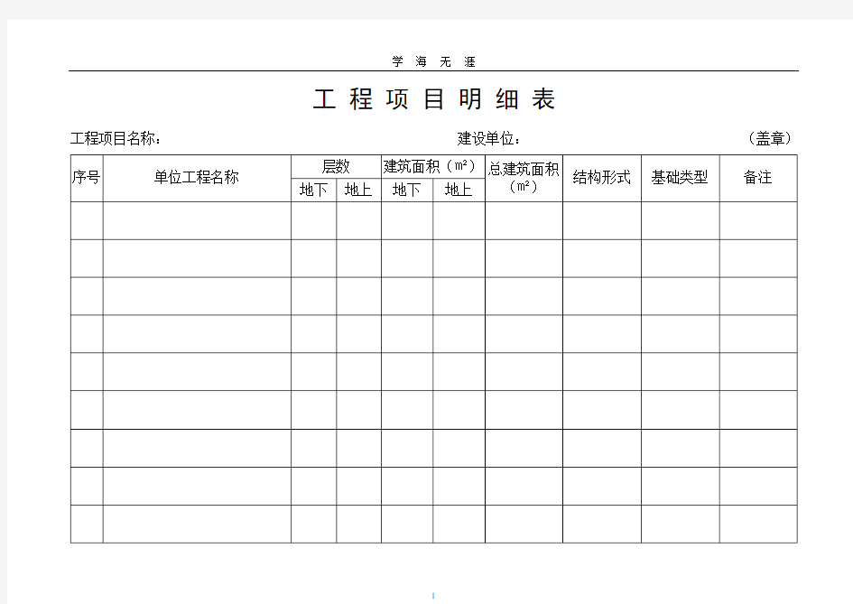 工程项目明细表(2020年九月整理).doc