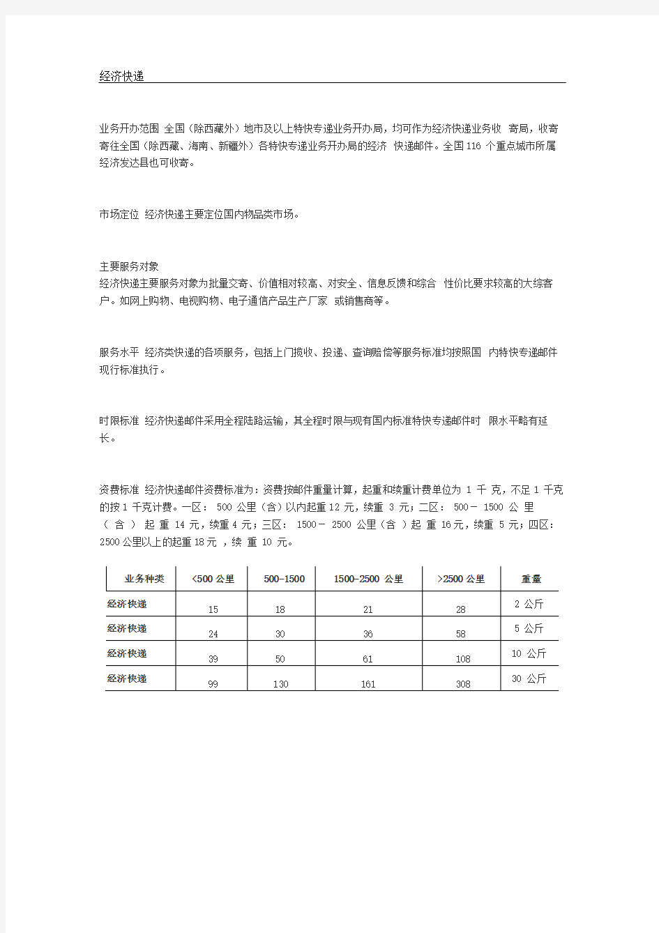 EMS收费标准