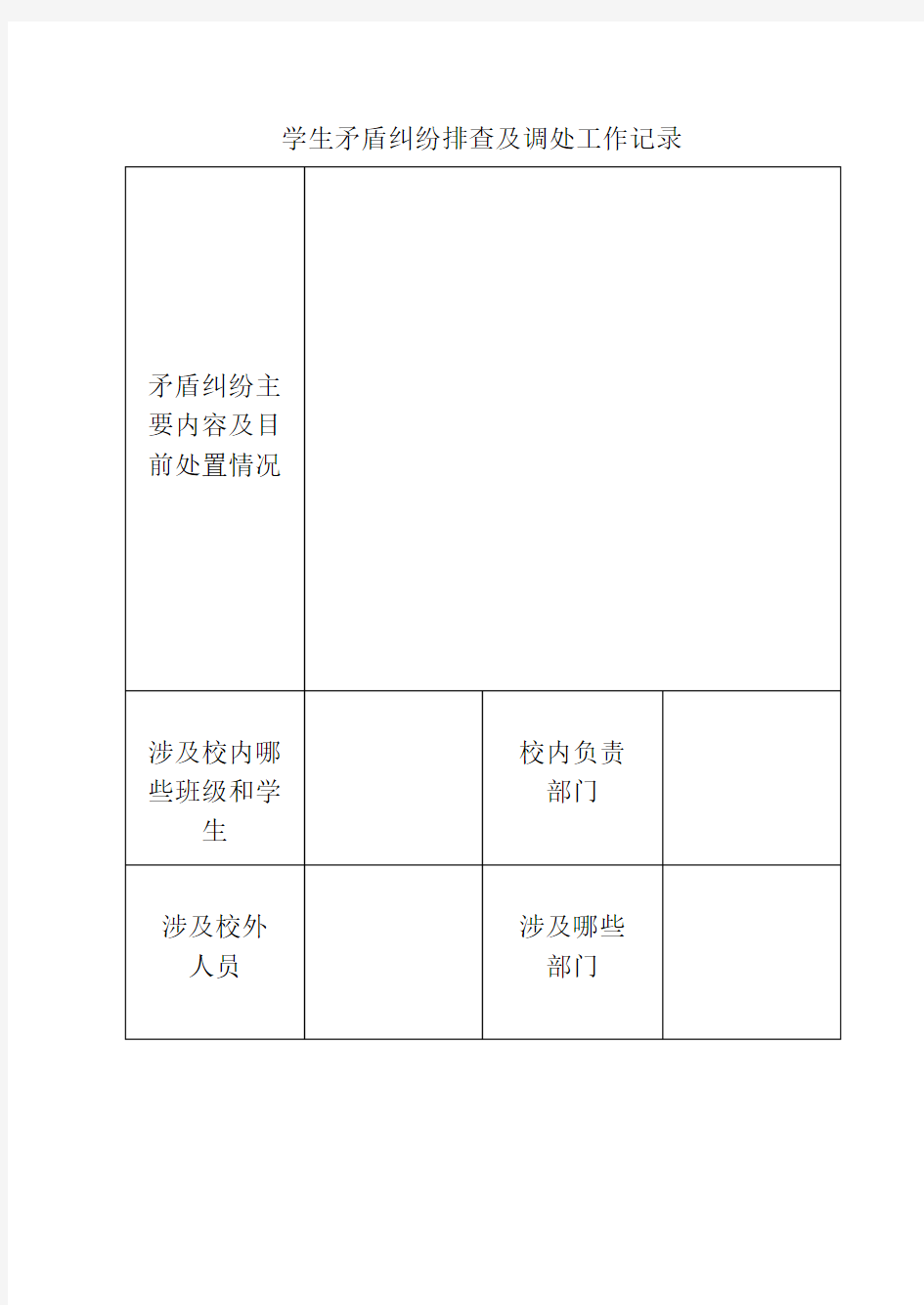 学生矛盾纠纷排查记录及排查表