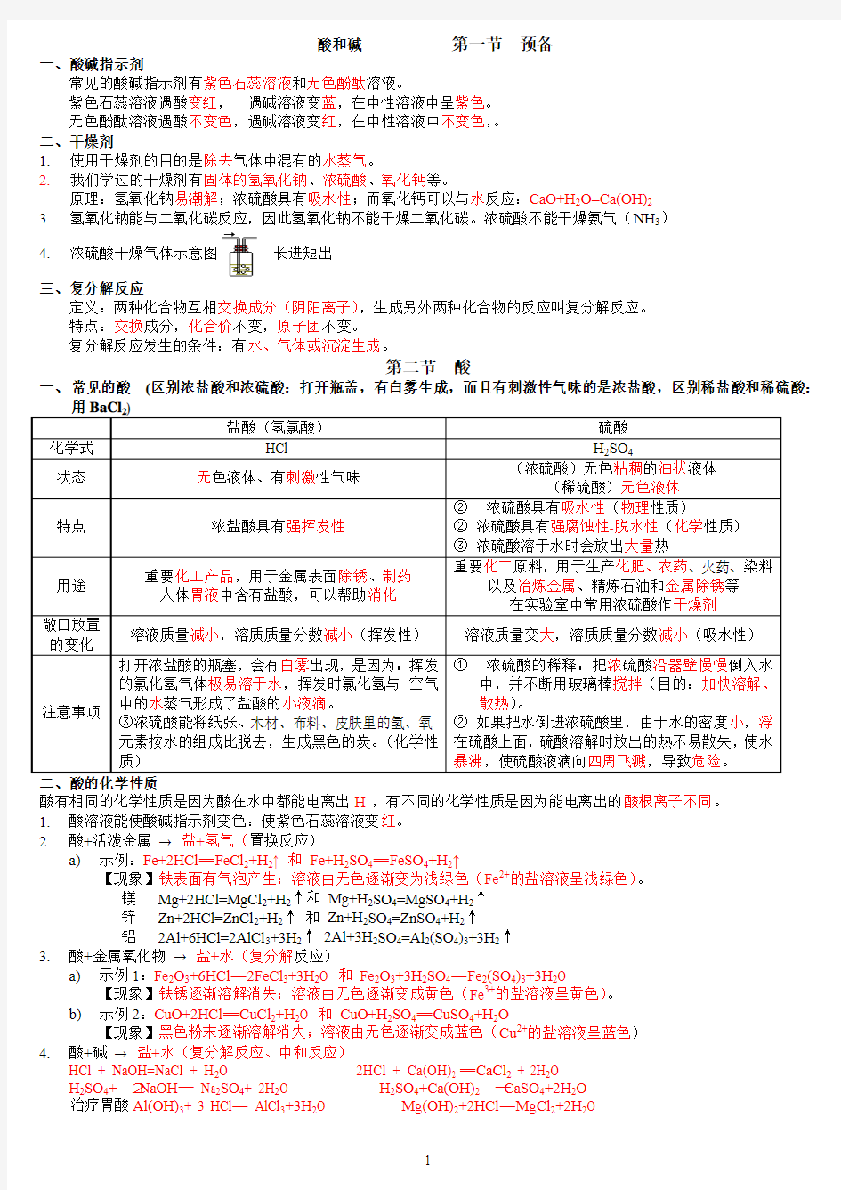 九年级化学第十单元十一十二单元知识点