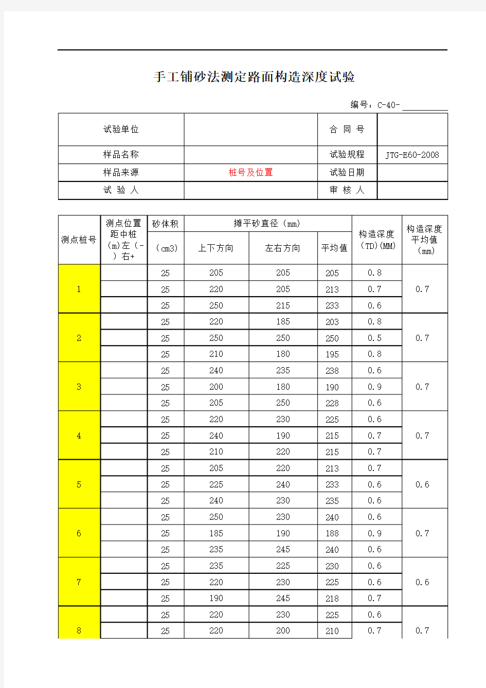 平整度计算表(公式)