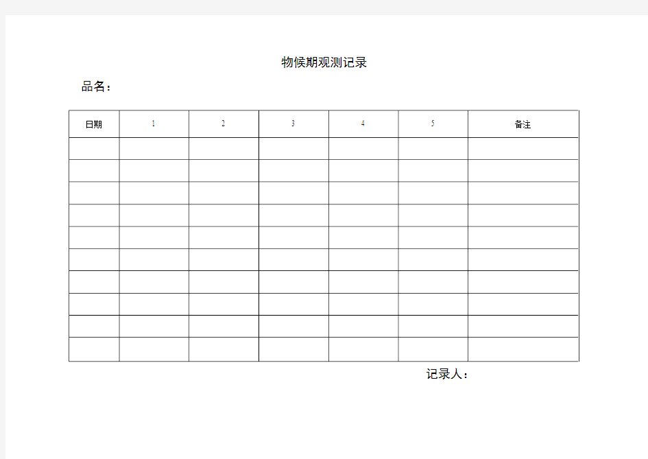 物候期观测记录表