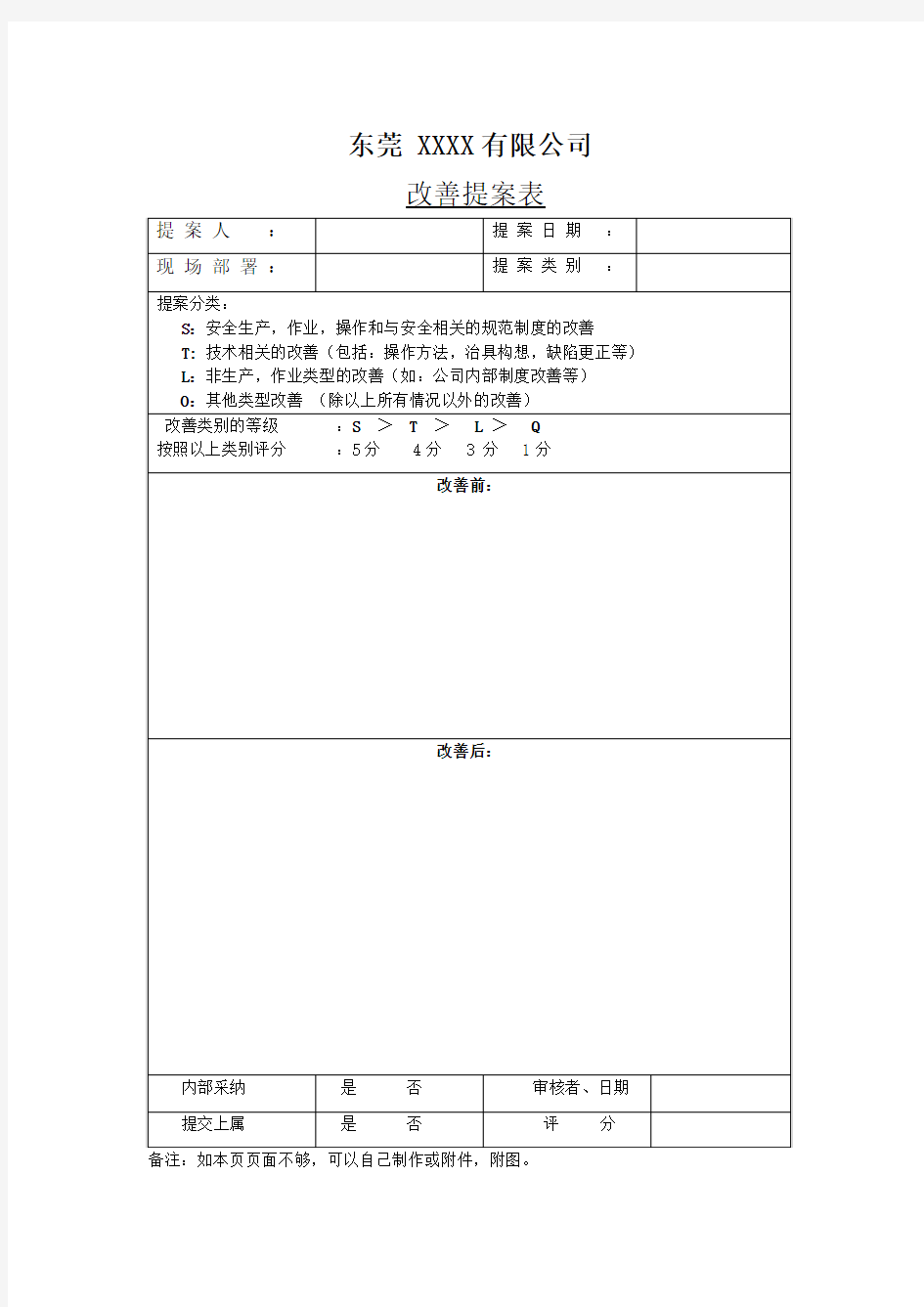 改善提案表