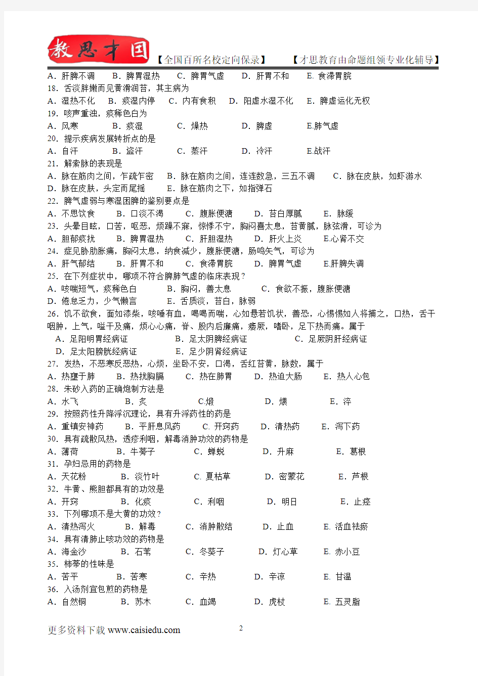 2015年北京中医药大学中医综合历年真题,考研复试真题,考试重点,考研真题,考研笔记,考研经验