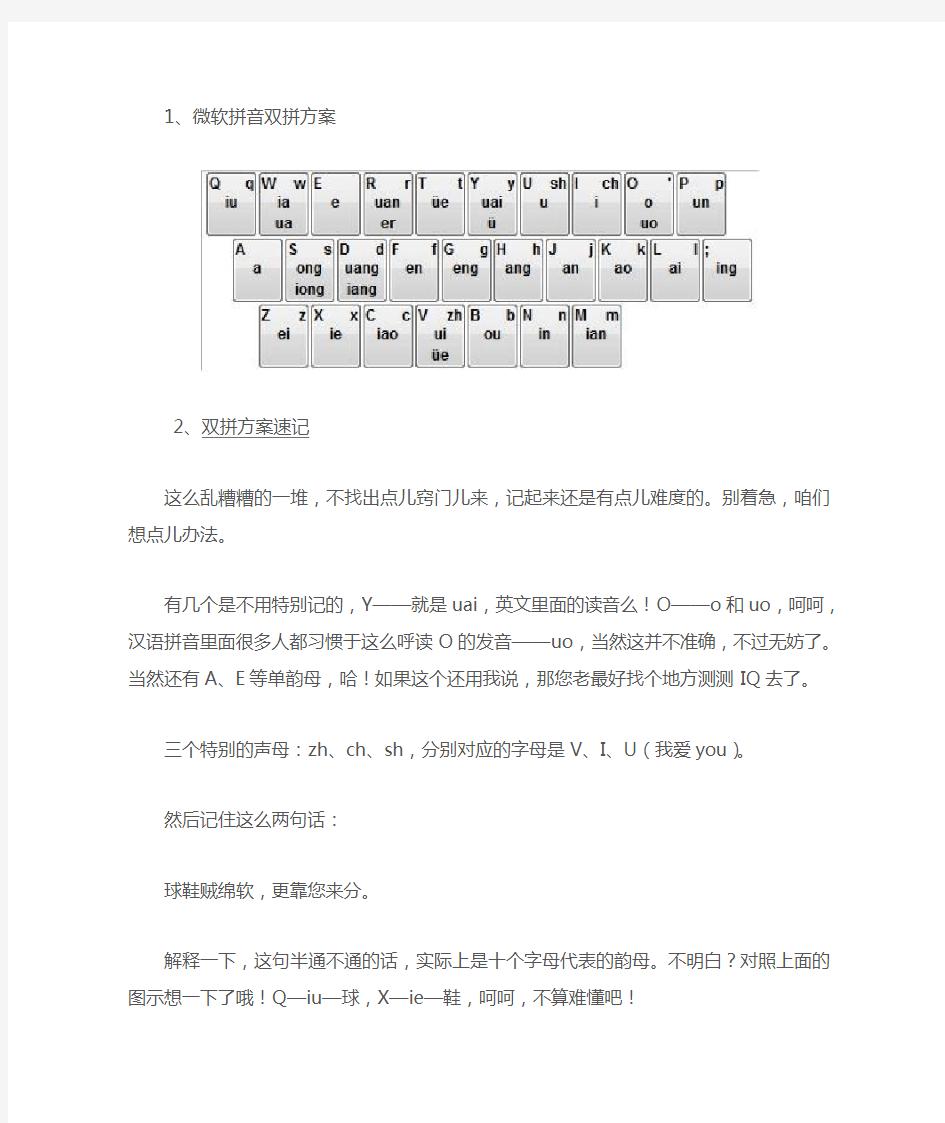 微软双拼输入法方案速记