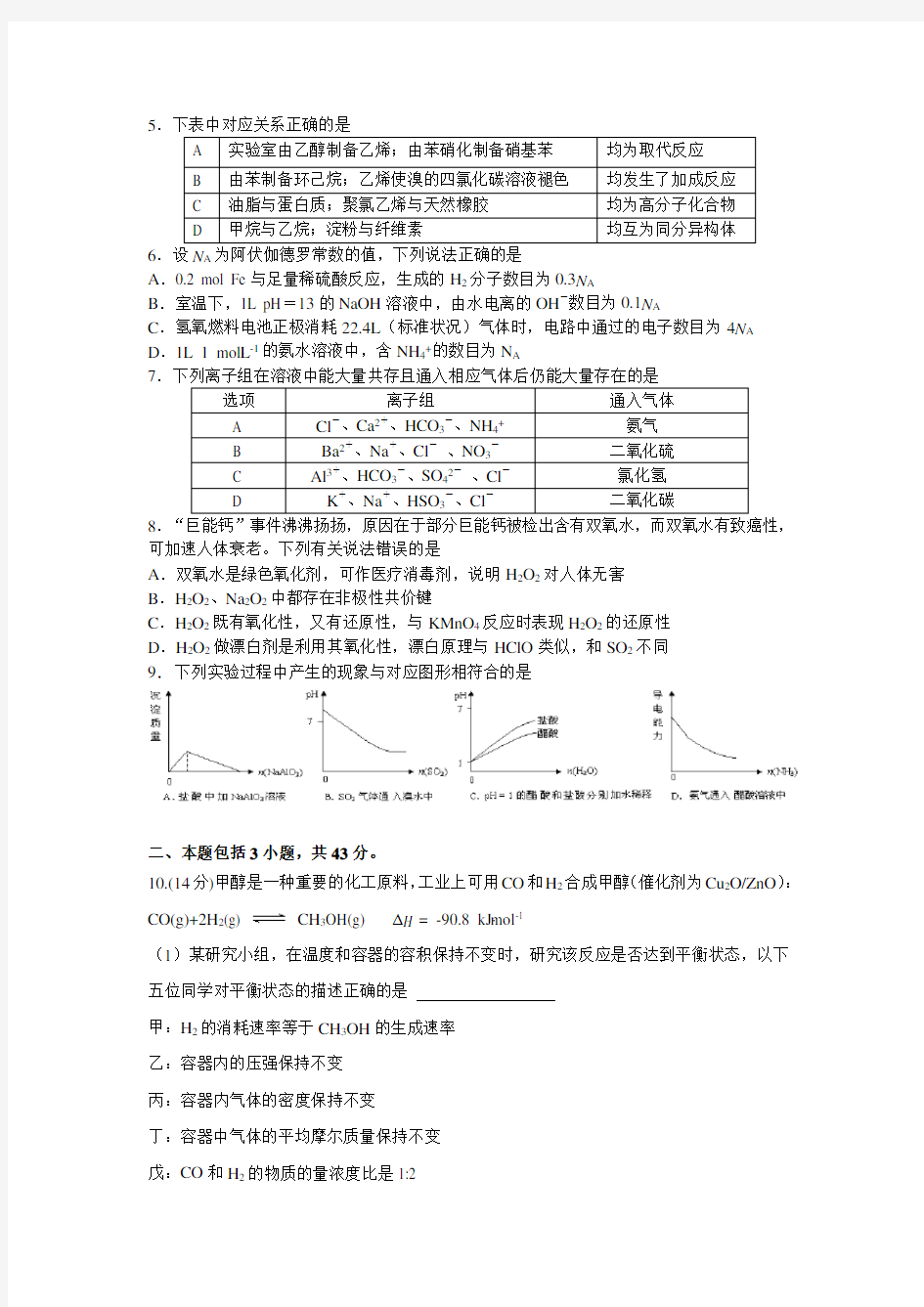 2015年辽宁省高中学生化学竞赛试题+(时间+90分钟,共100分)