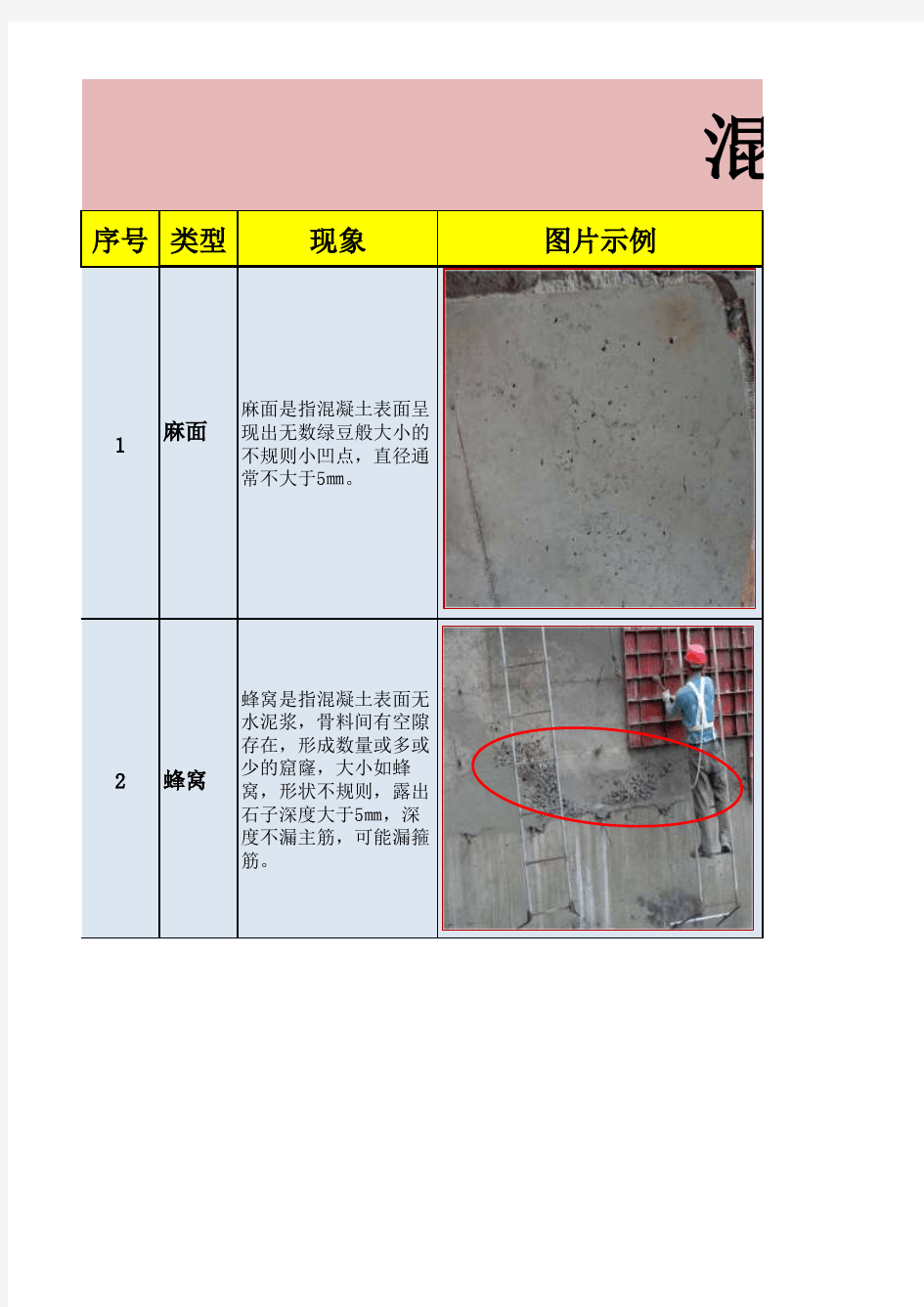 混凝土常见缺陷分析报告