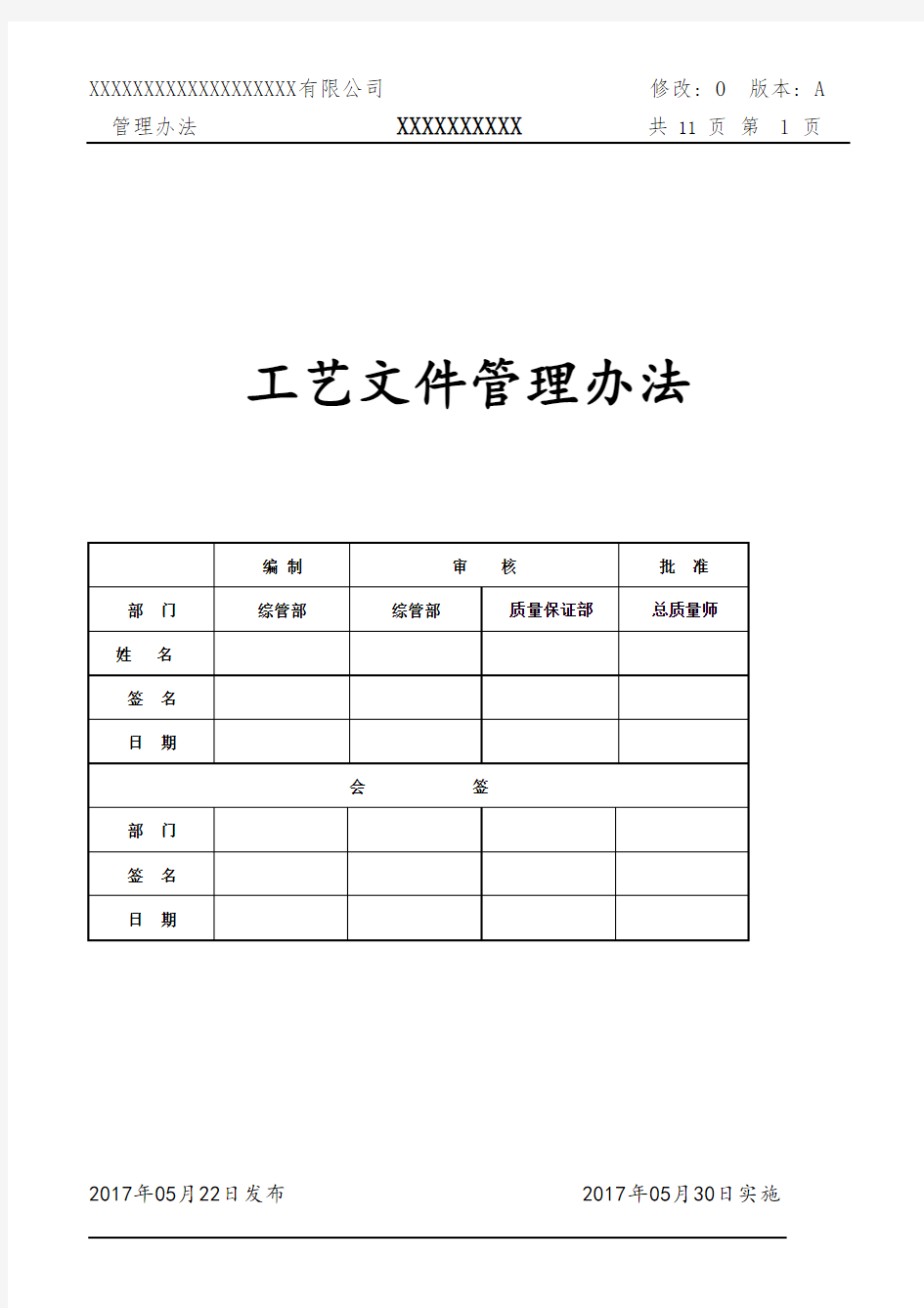 工艺文件管理办法