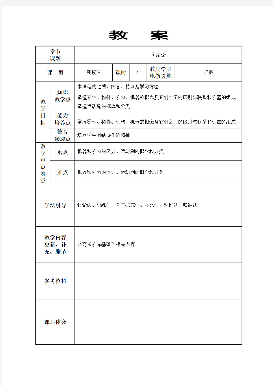 中专机电一体化专业《机械基础》教案