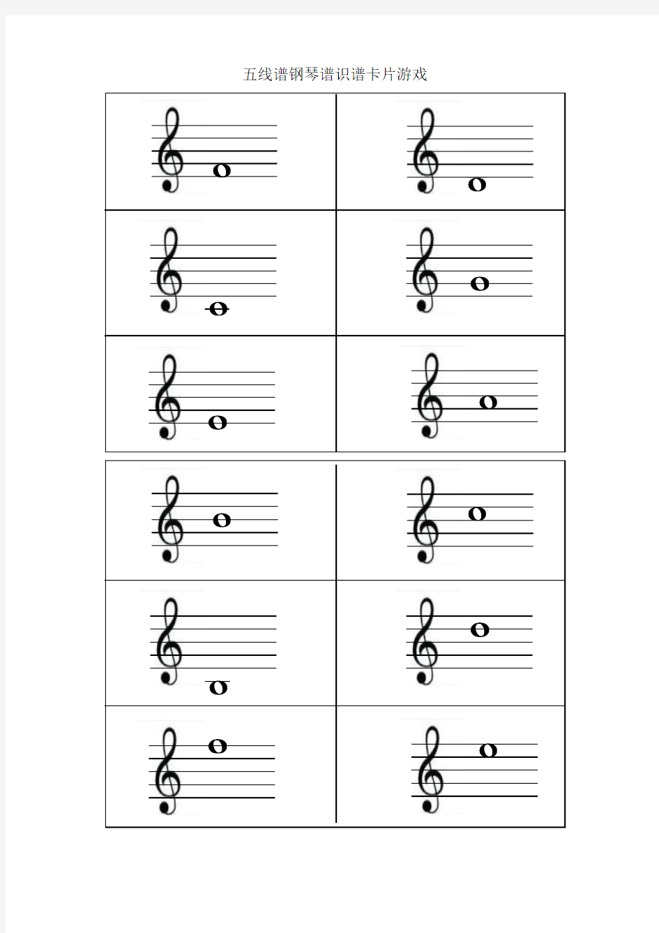 五线谱钢琴谱识谱卡片游戏含音符认知表