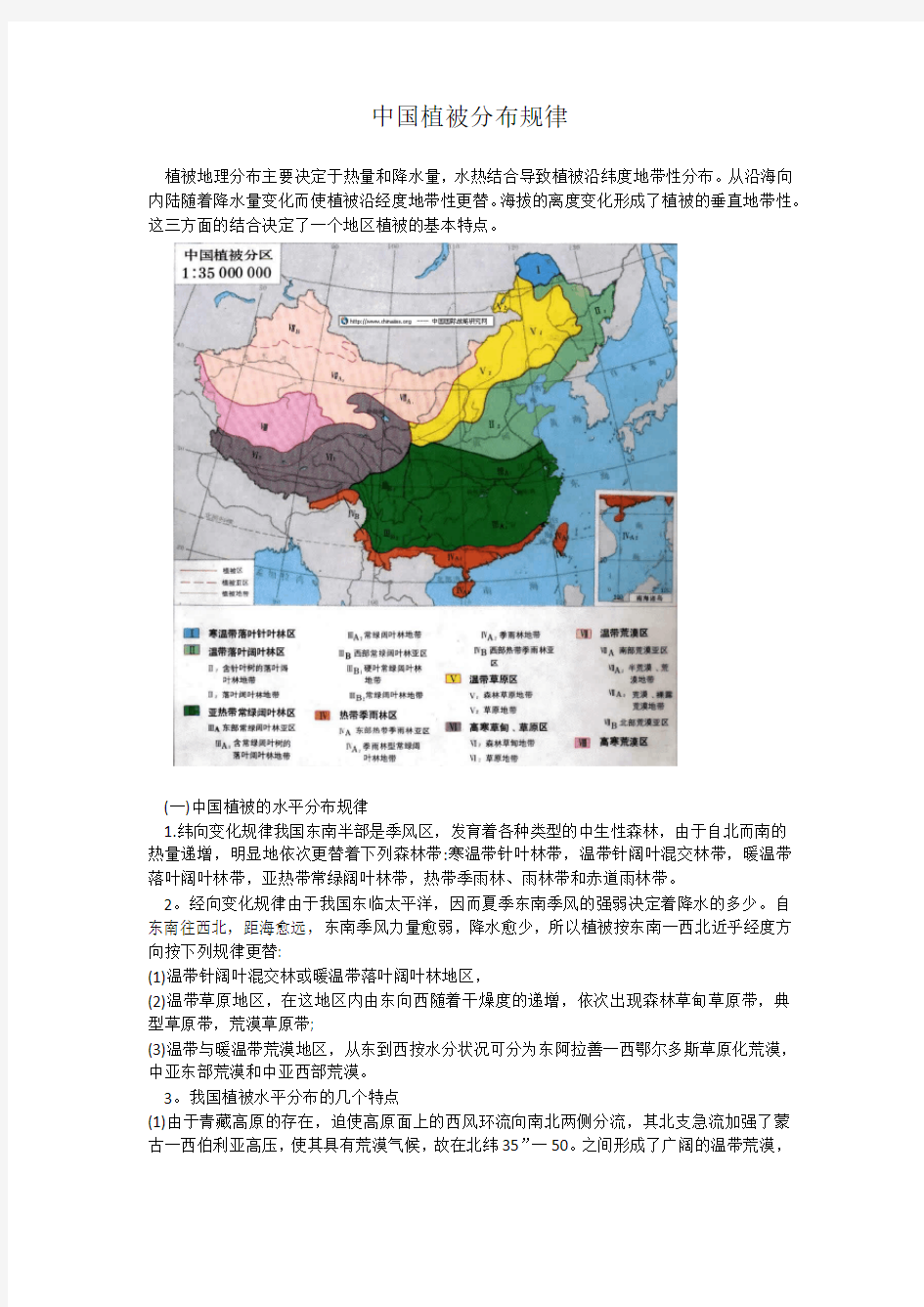 中国植被分布规律教学教材