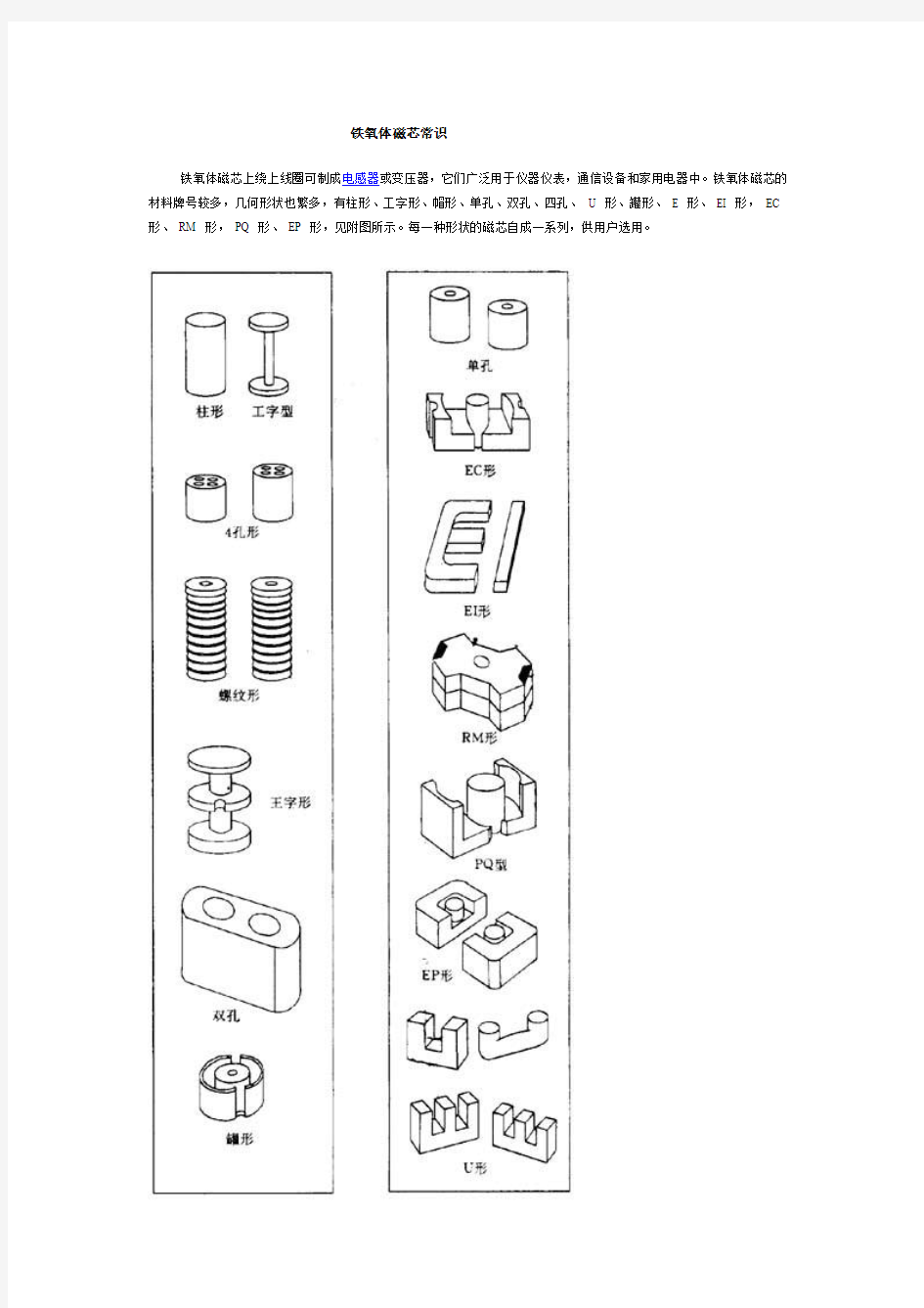 铁氧体磁芯常识