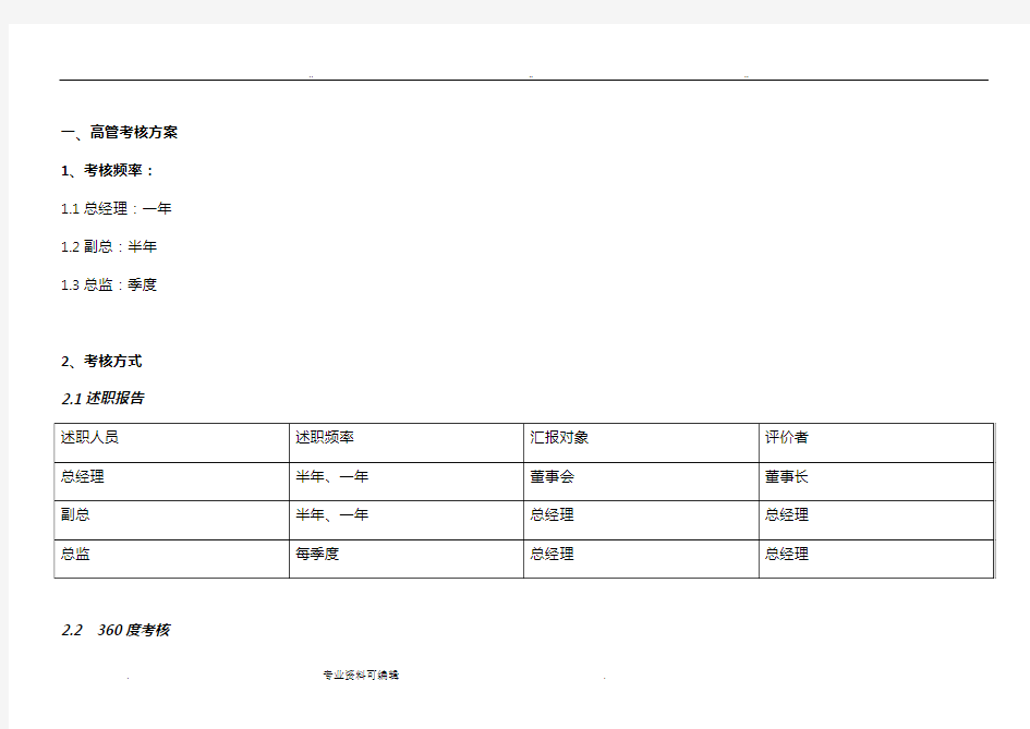 高层管理人员绩效考核实施办法