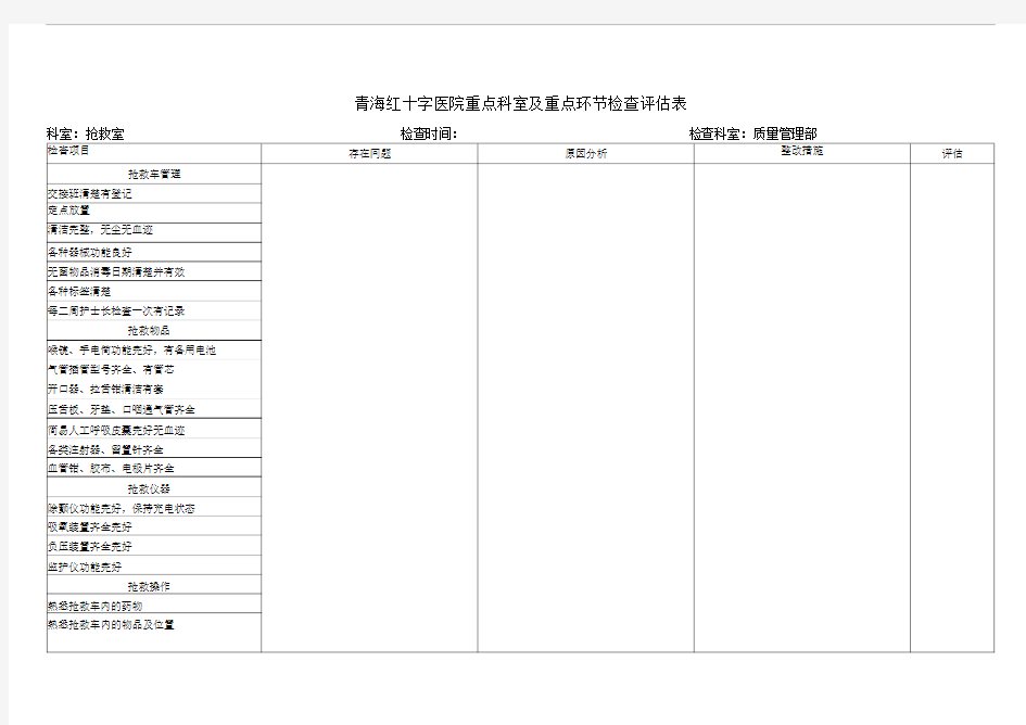 重点部门检查表文档