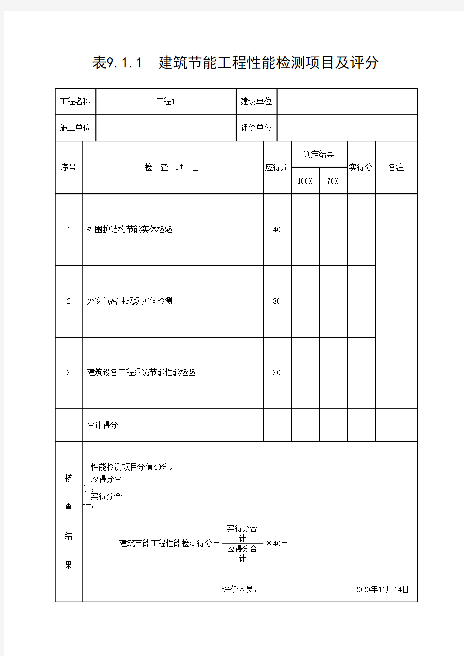 建筑节能工程性能检测项目及评分(最新)