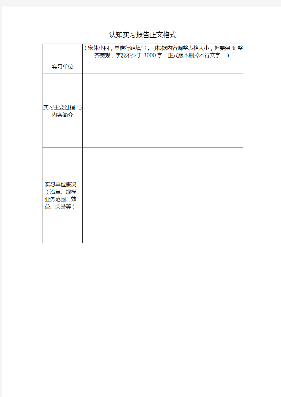 认知实习报告正文格式