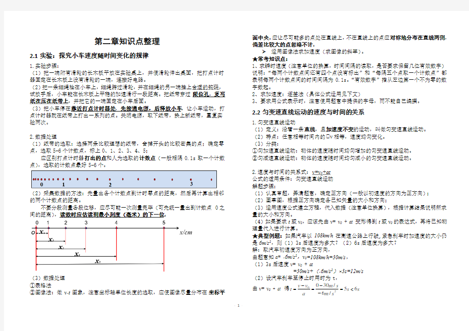 高中物理必修一第二章知识点整理