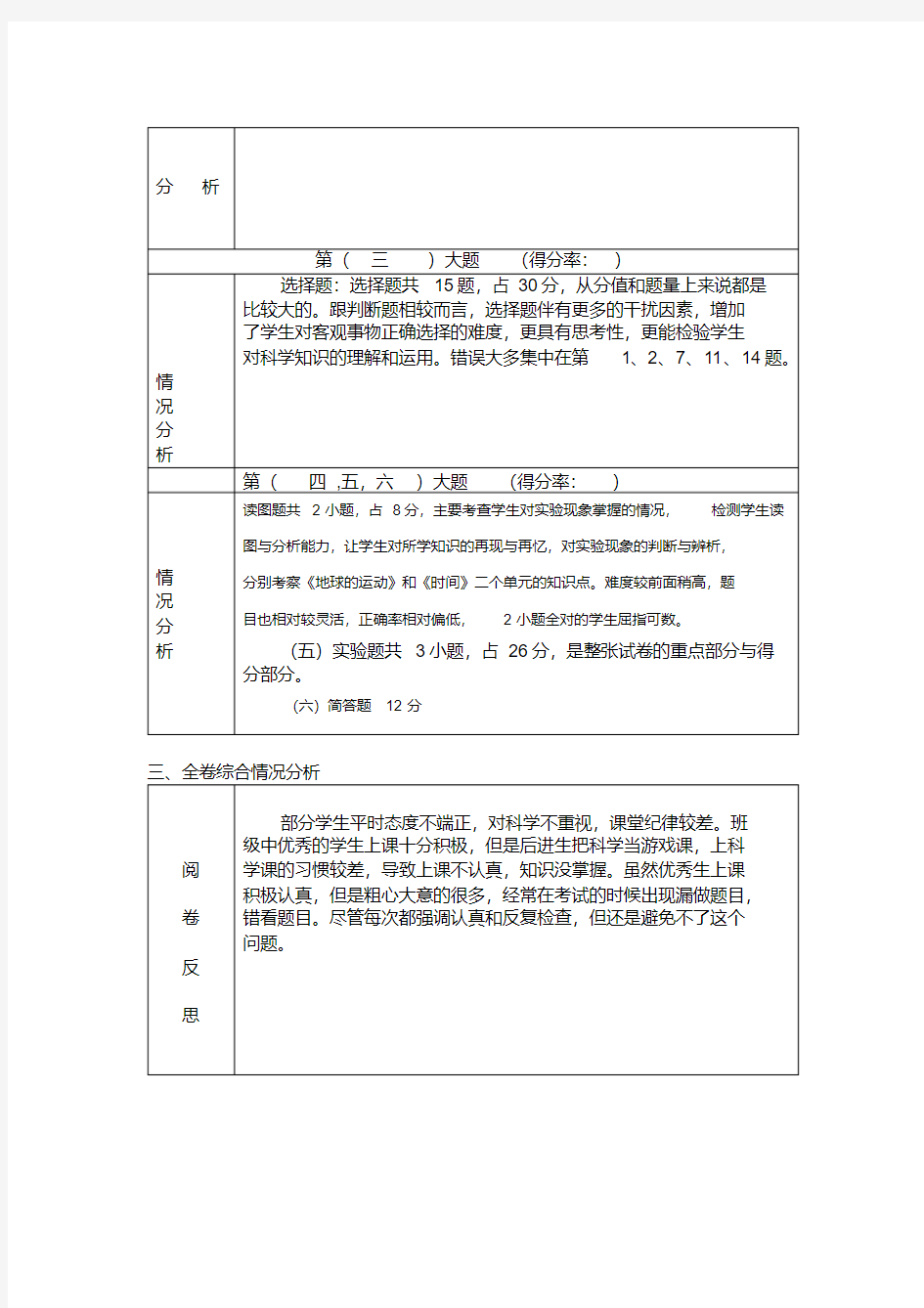 小学科学质量分析