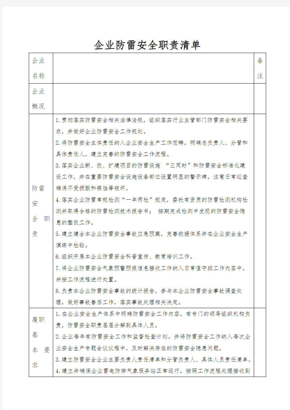 防雷安全职责清单及制度流程