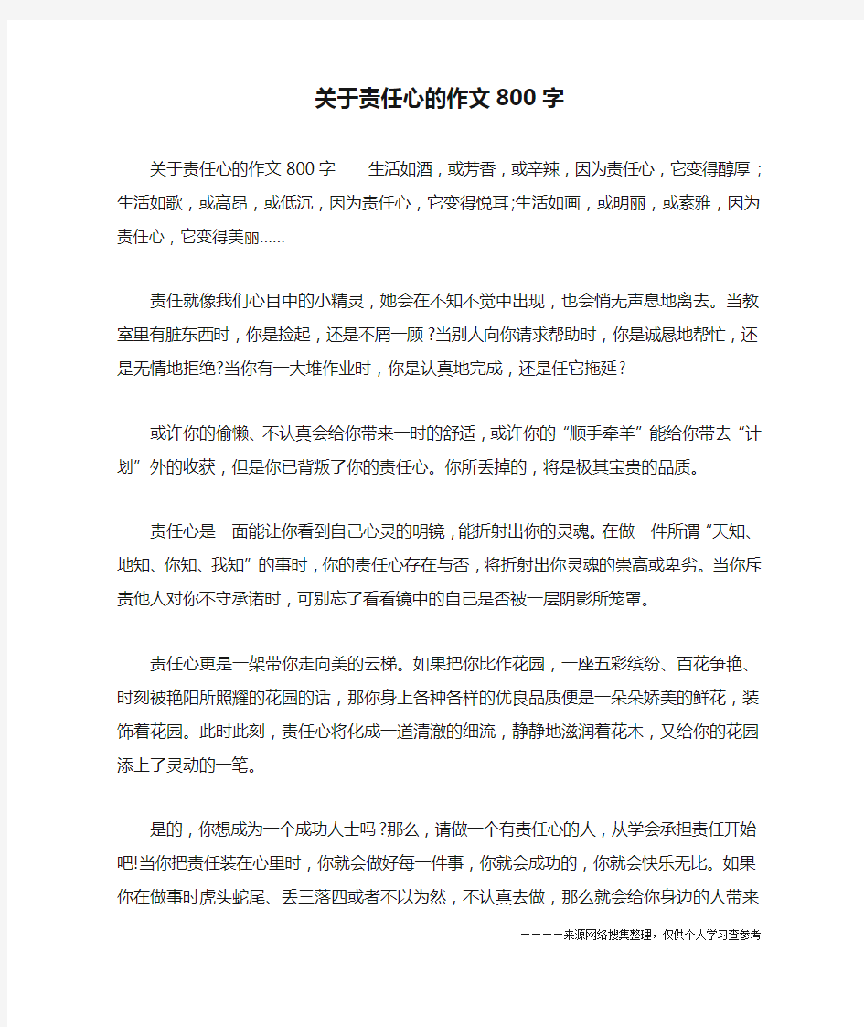 关于责任心的作文800字